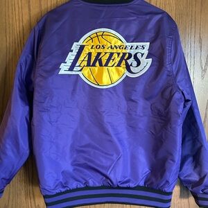 (NWT) Ultra Game NBA LA Lakers Purple Satin Bomber Varsity Jacket (Size M)